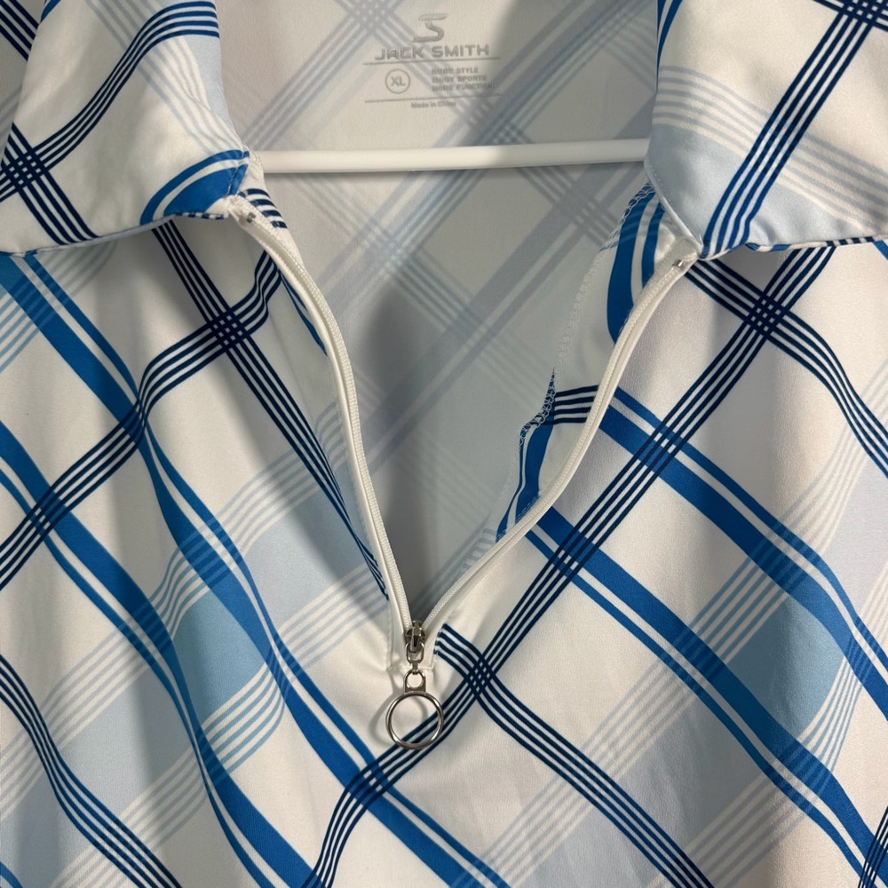 Jack Smith Women’s Golf Polo Shirt Size XL Sleeveless UPF 50+ White Blue Stripes - Picture 7 of 10